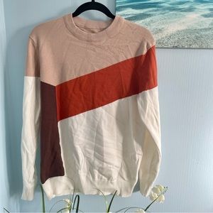 Shein Mens Colorblock Mock Neck Sweater Size Medium